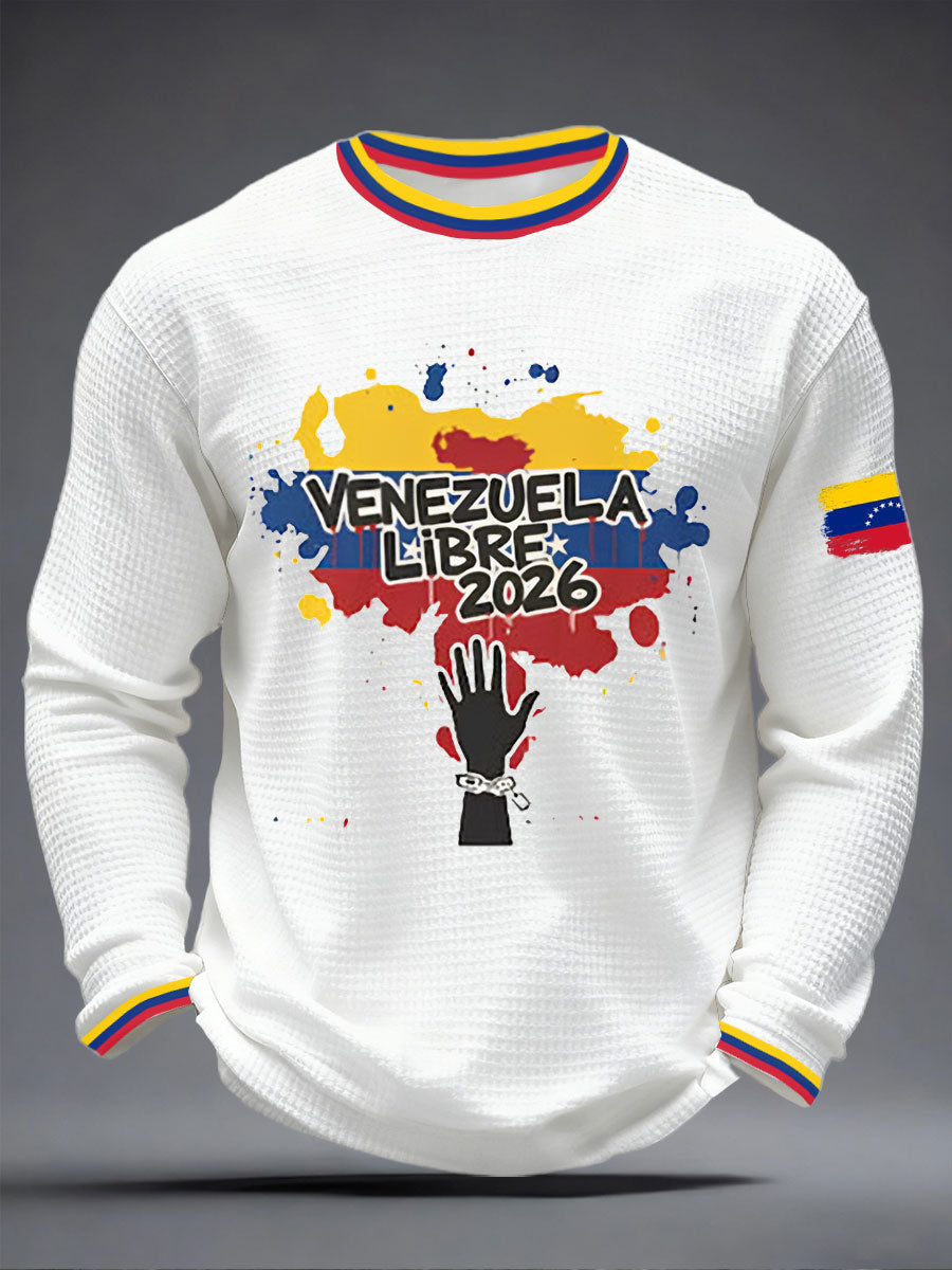 Men's Venezuelan Waffle Print Casual T-Shirt