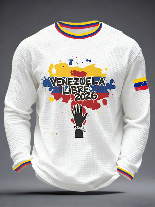 Men's Venezuelan Waffle Print Casual T-Shirt
