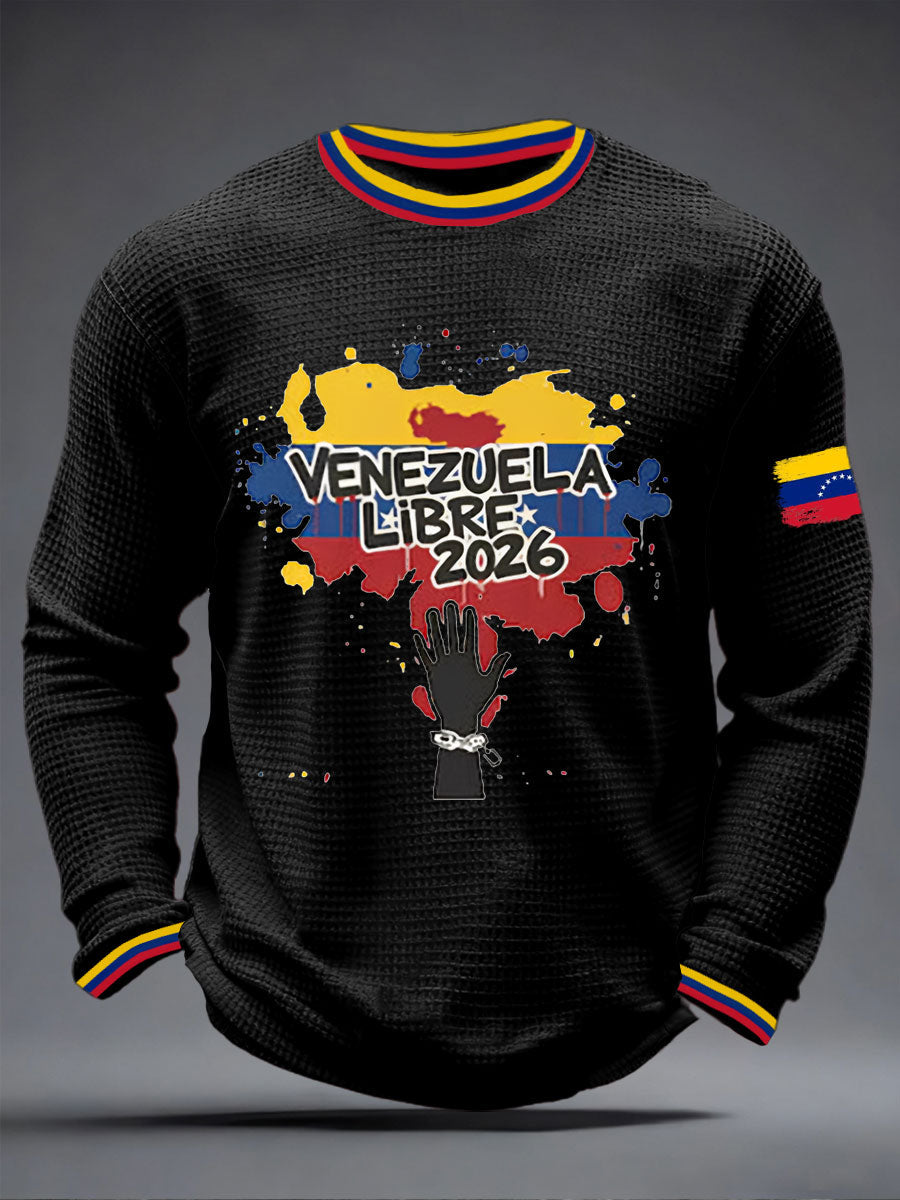 Men's Venezuelan Waffle Print Casual T-Shirt
