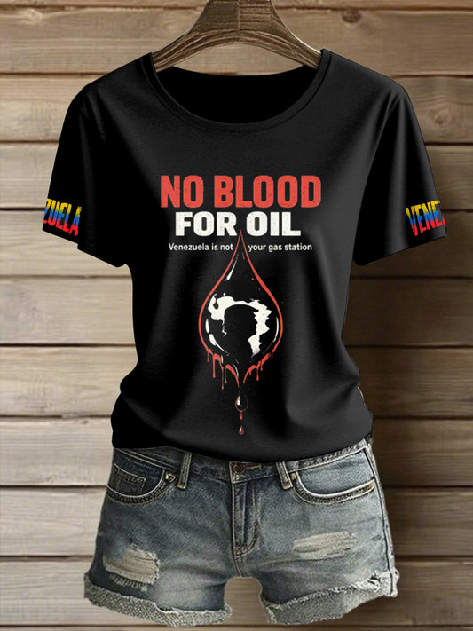 Women's Peace Venezuela Printed Vintage Fashion Loose Short Sleeve T-Shirt