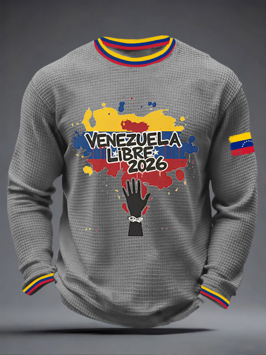 Men's Venezuelan Waffle Print Casual T-Shirt