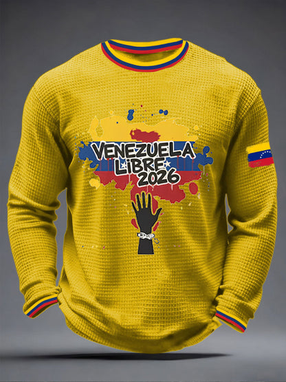 Men's Venezuelan Waffle Print Casual T-Shirt