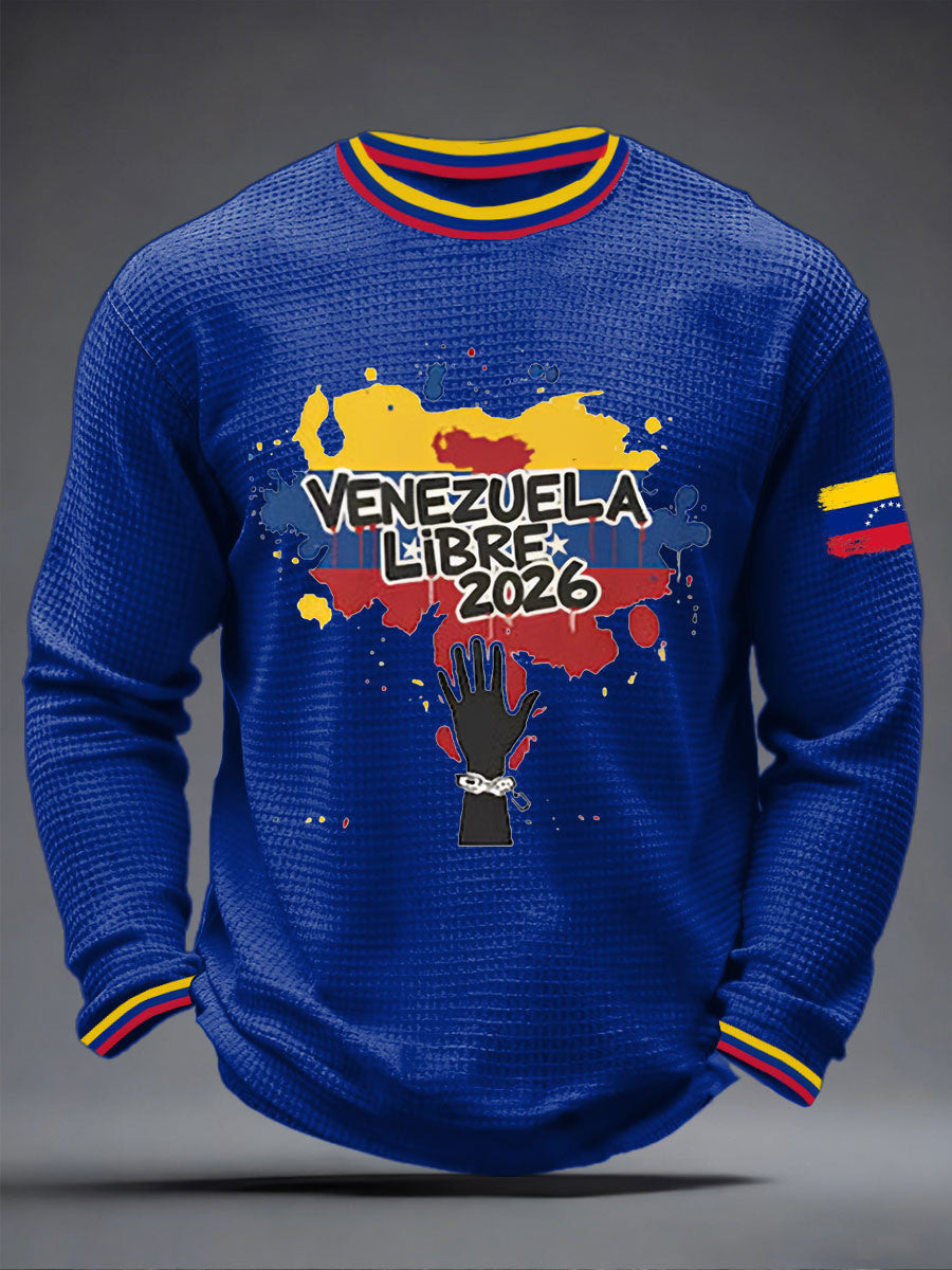Men's Venezuelan Waffle Print Casual T-Shirt