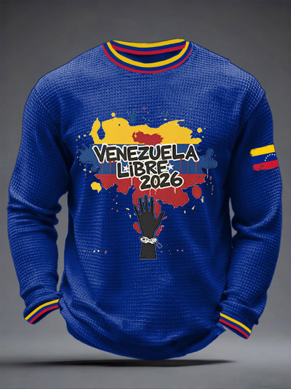 Men's Venezuelan Waffle Print Casual T-Shirt