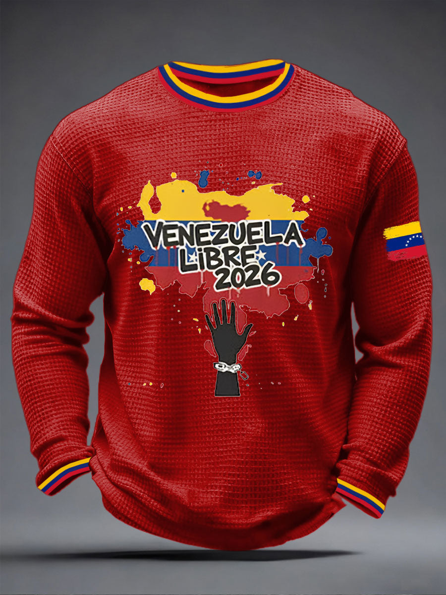 Men's Venezuelan Waffle Print Casual T-Shirt