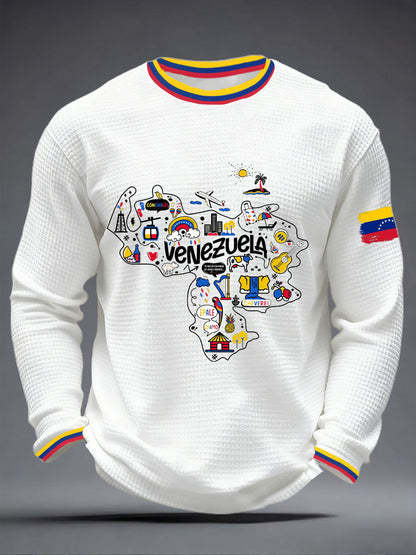 Men's Venezuelan Waffle Print Casual T-Shirt