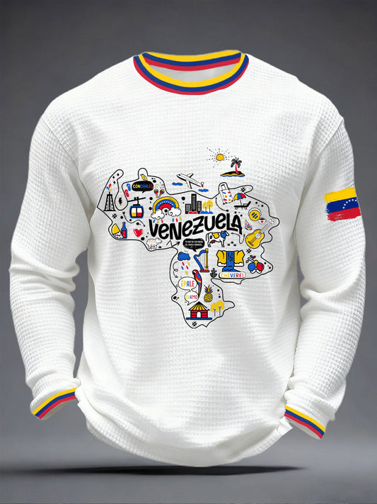 Men's Venezuelan Waffle Print Casual T-Shirt