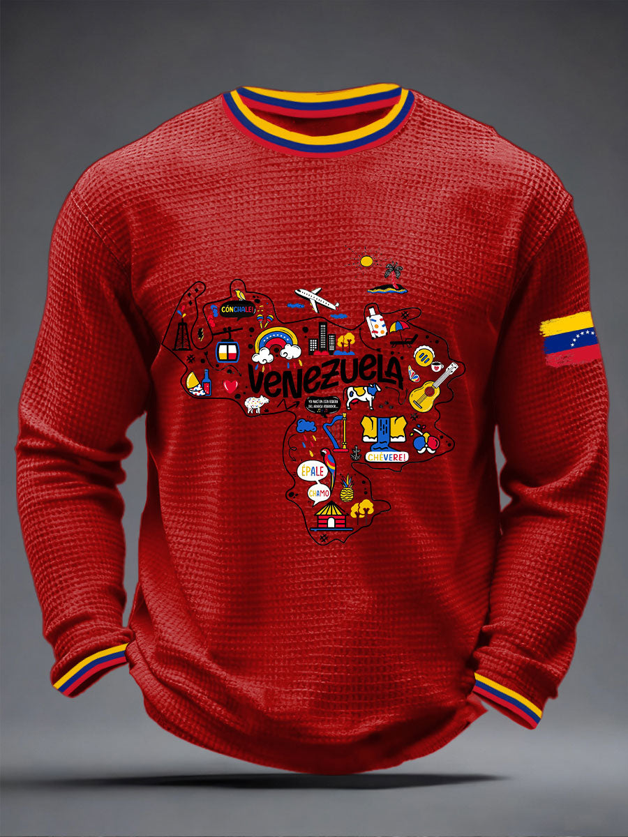 Men's Venezuelan Waffle Print Casual T-Shirt