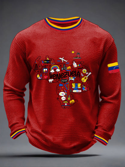 Men's Venezuelan Waffle Print Casual T-Shirt