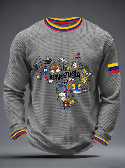 Men's Venezuelan Waffle Print Casual T-Shirt