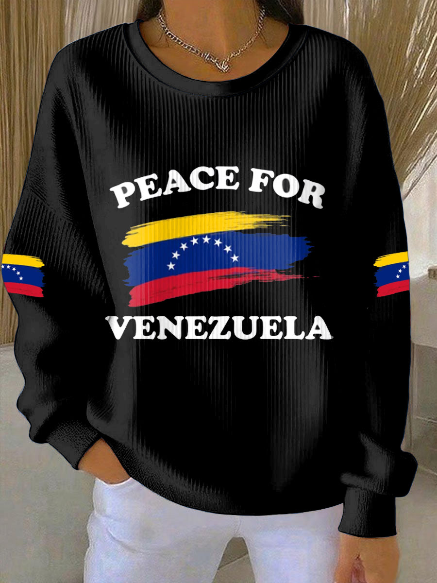 Women's Peace Venezuela Printed Round Neck Long Sleeved Sweatshirt