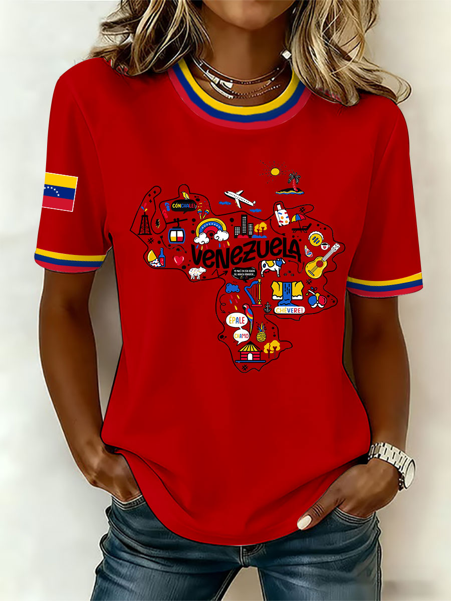 Women's Venezuelan Print Casual T-Shirt