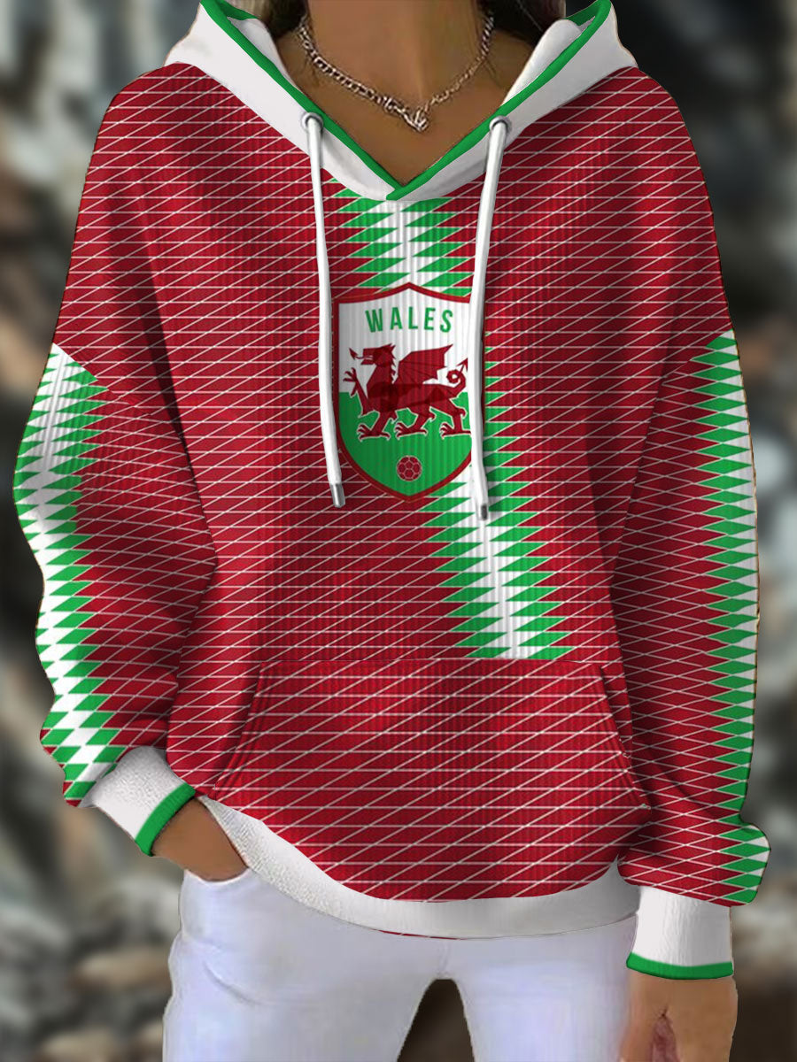Women's Wales Welsh Rugby Lover Printed Hoodie