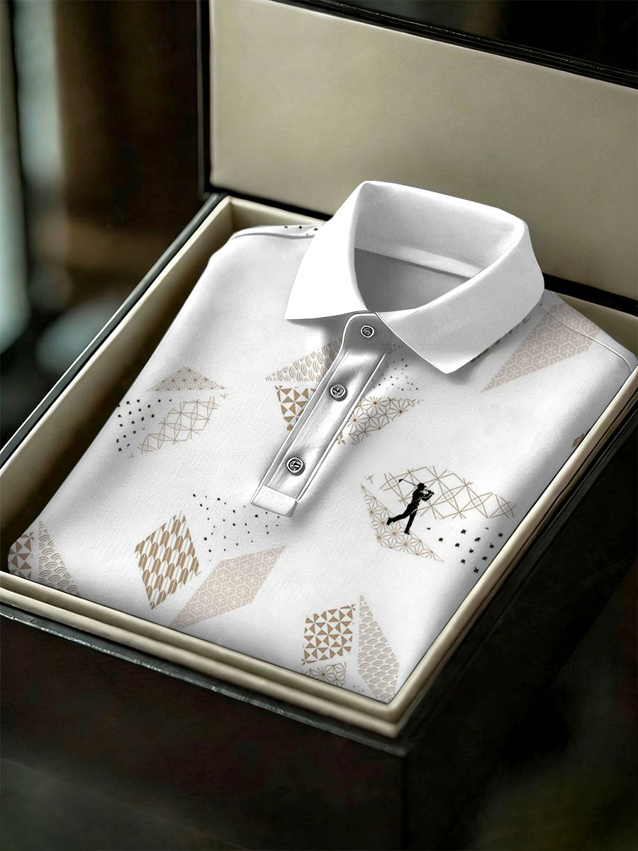 Men's Vintage Business Style Printed Casual Polo Shirt