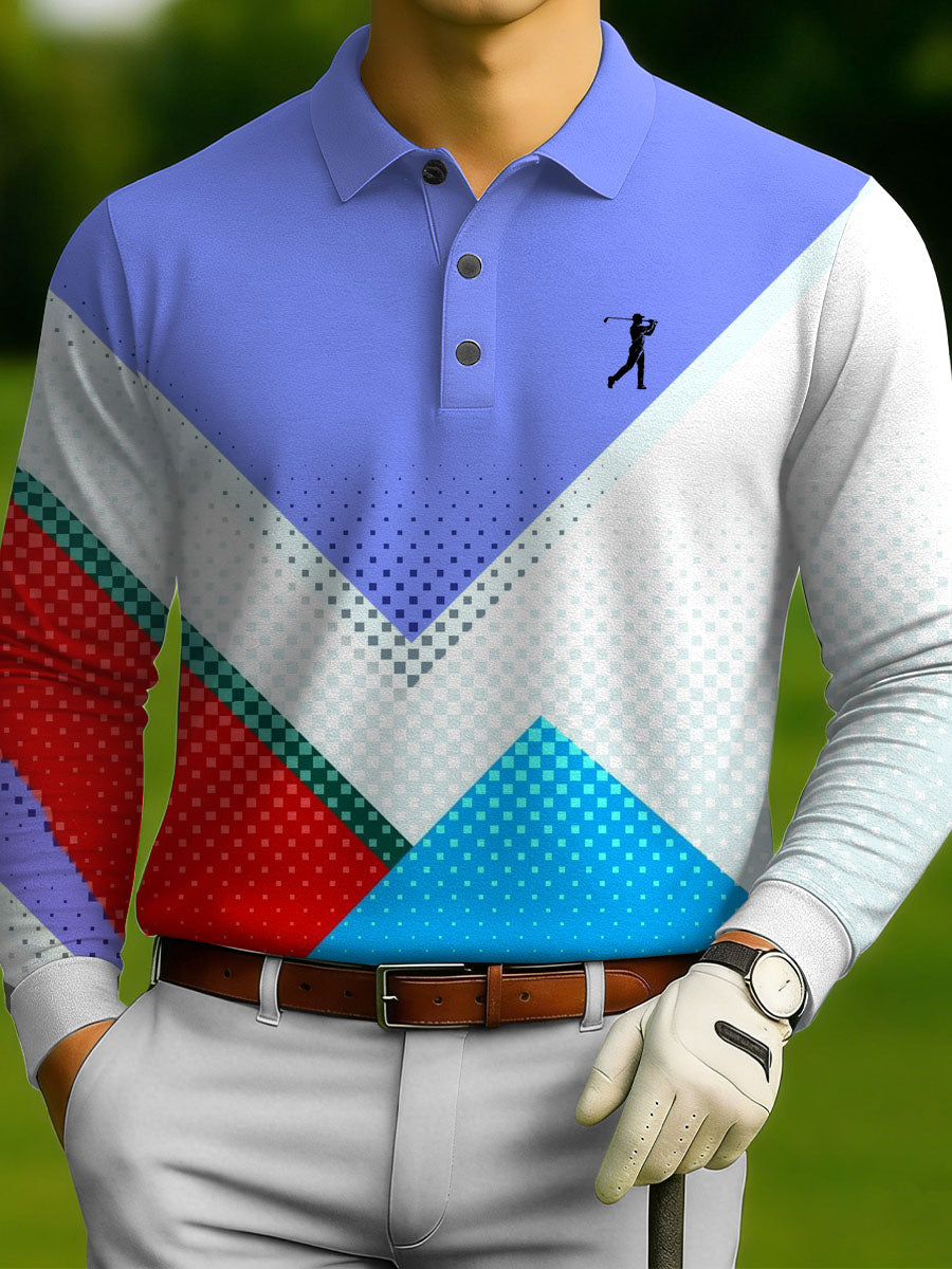 Men's Vintage Business Style Printed Casual Polo Shirt