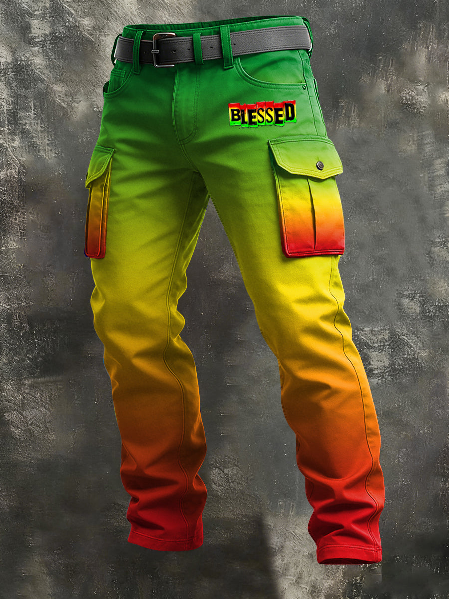 Men's Reggae Print Retro Art Casual Workwear Trousers