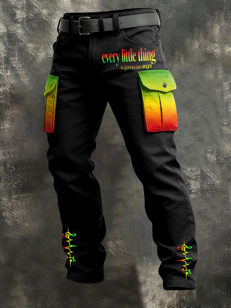 Men's Reggae Print Retro Art Casual Workwear Trousers