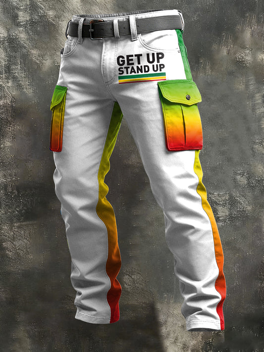 Men's Reggae Print Retro Art Casual Workwear Trousers