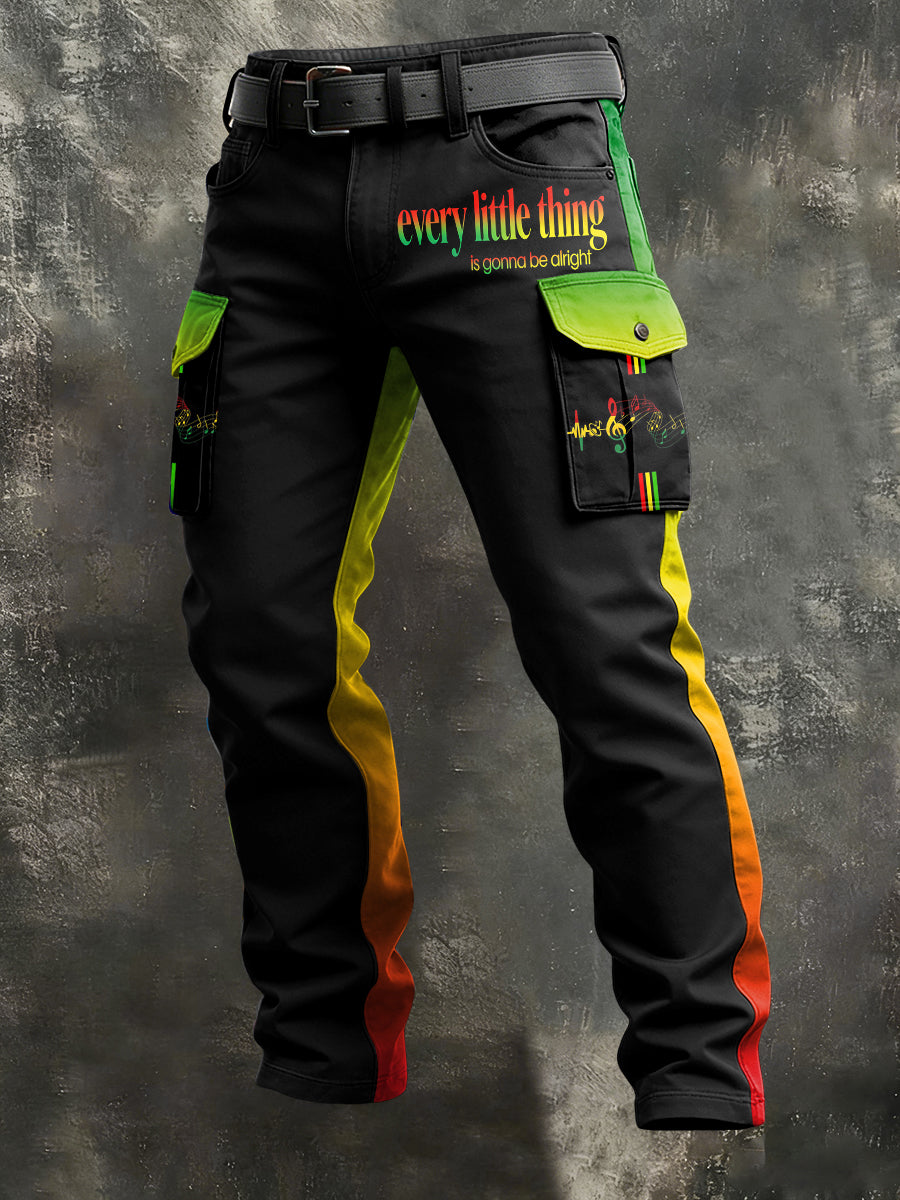 Men's Reggae Print Retro Art Casual Workwear Trousers