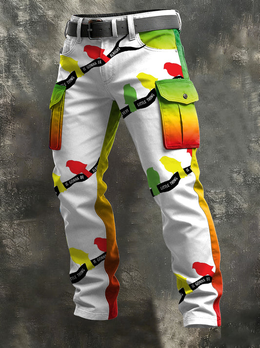 Men's Reggae Print Retro Art Casual Workwear Trousers
