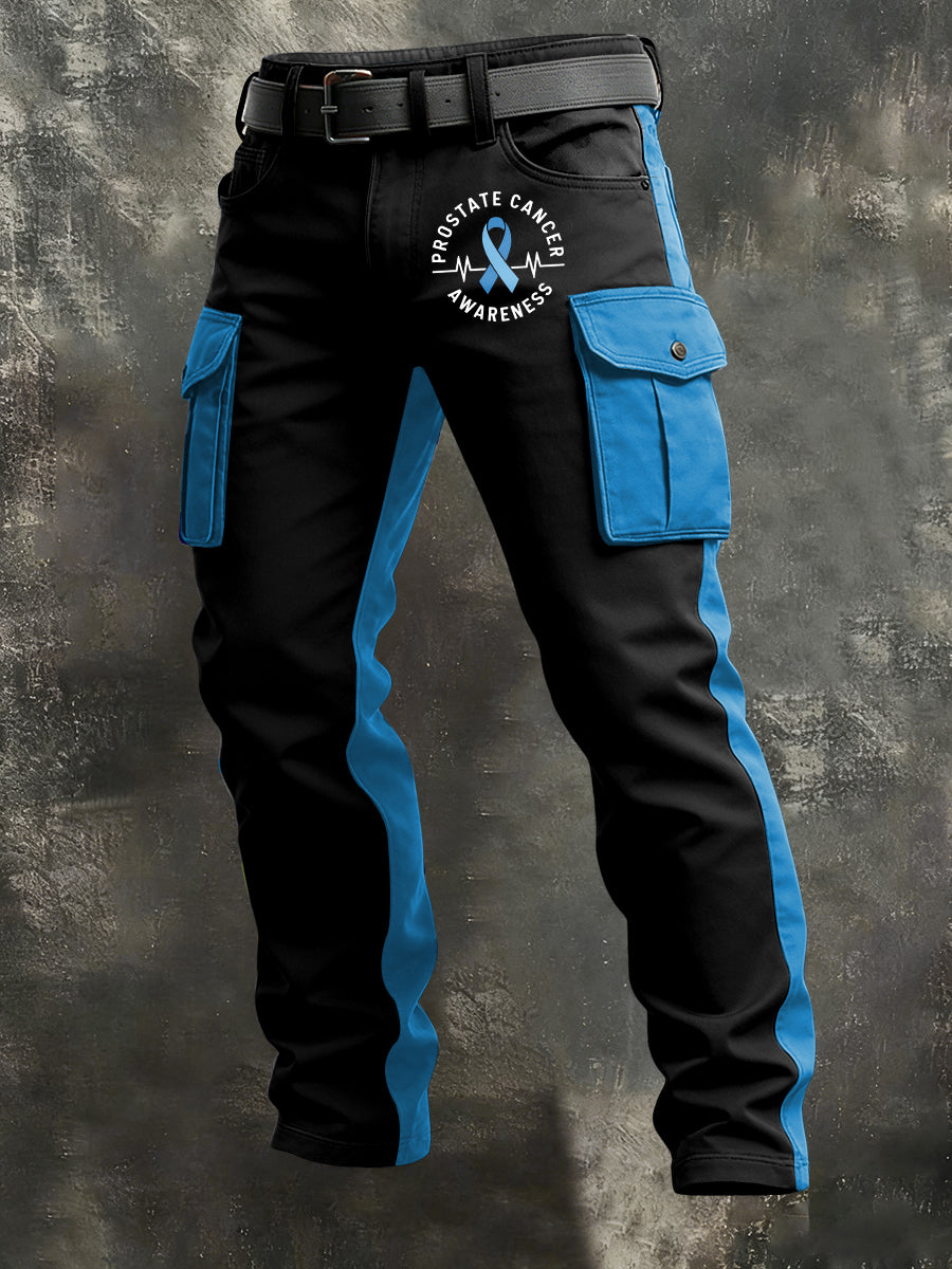 Men's Prostate Cancer Print Retro Art Casual Workwear Trousers