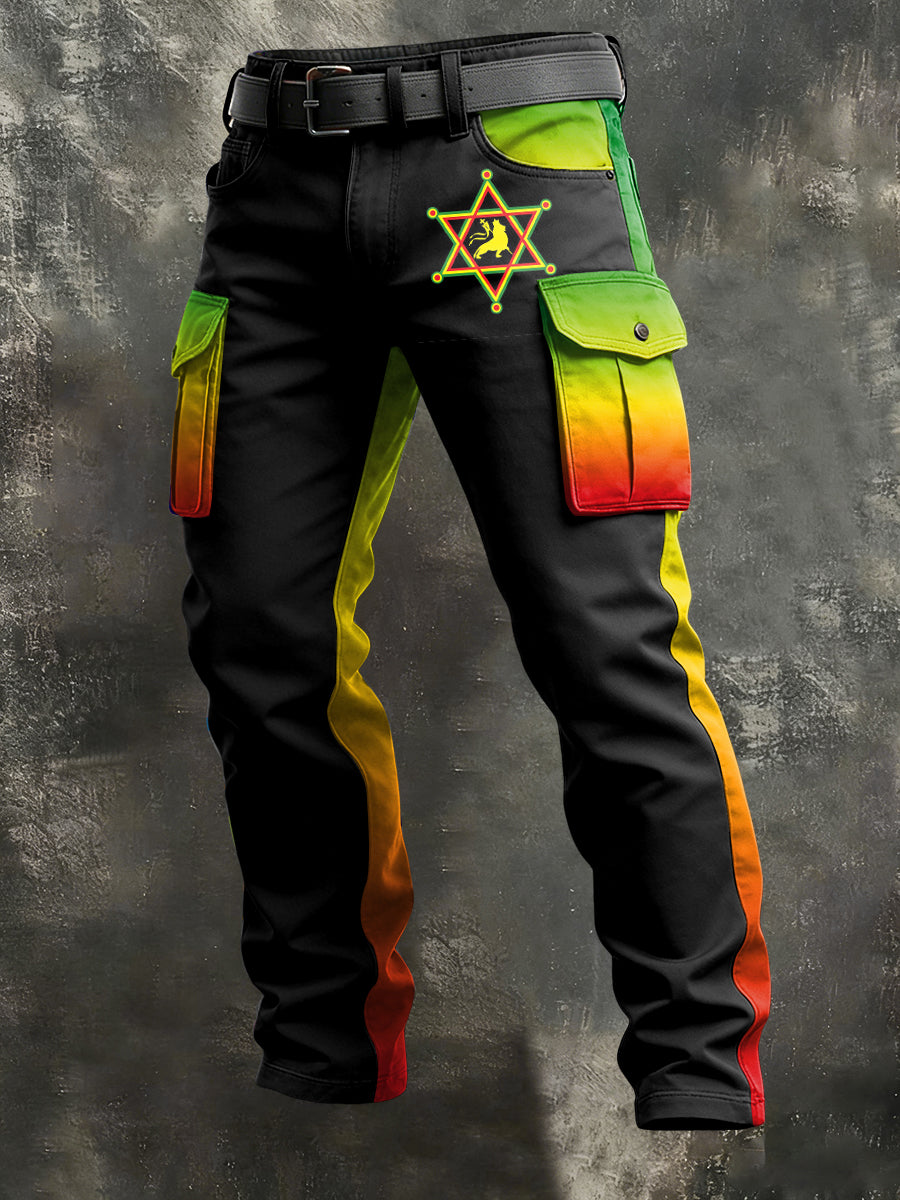 Men's Reggae Print Retro Art Casual Workwear Trousers