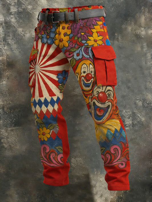 Men's Cologne Carnival Clown Print Casual Pants