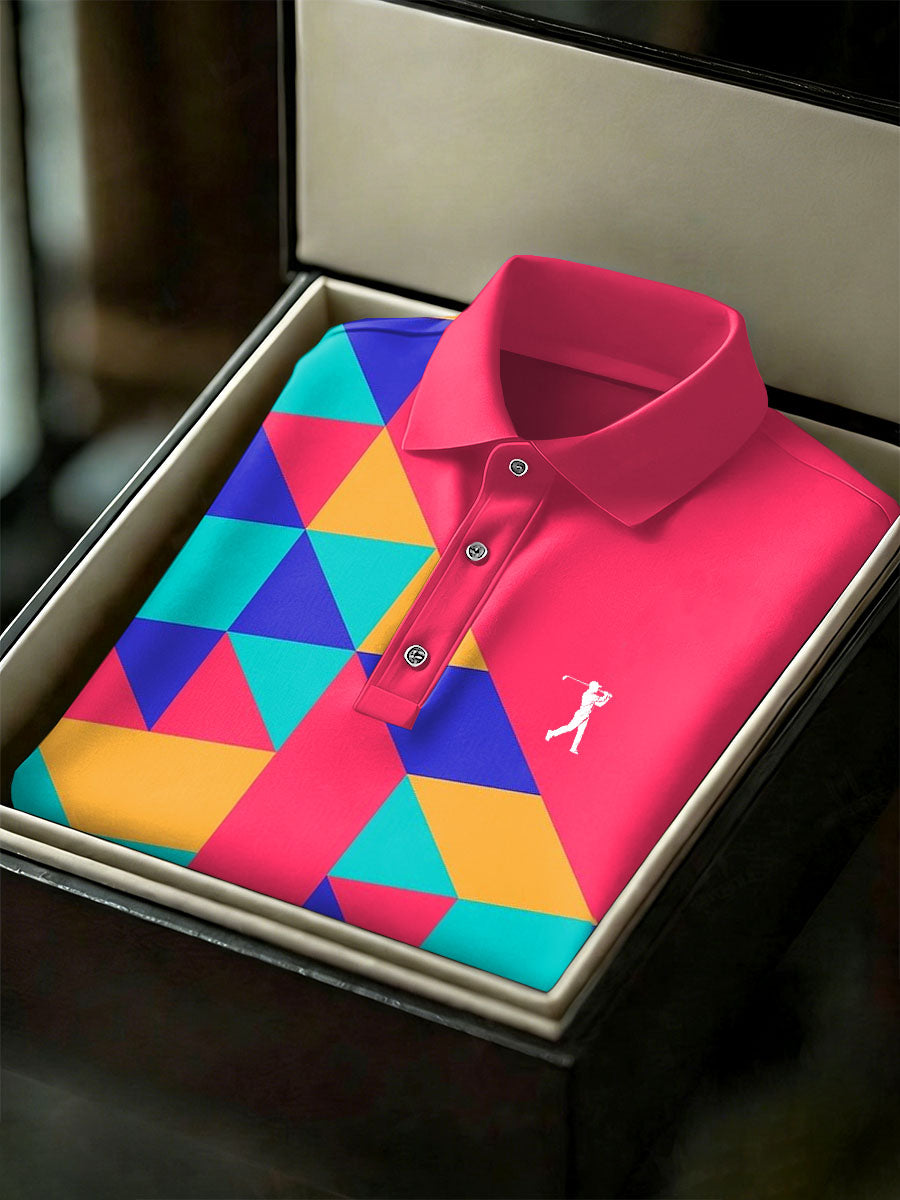 Men's Vintage Business Style Printed Casual Polo Shirt