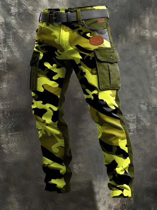 Men's Camouflage Business Style Print Retro Art Casual Workwear Trousers
