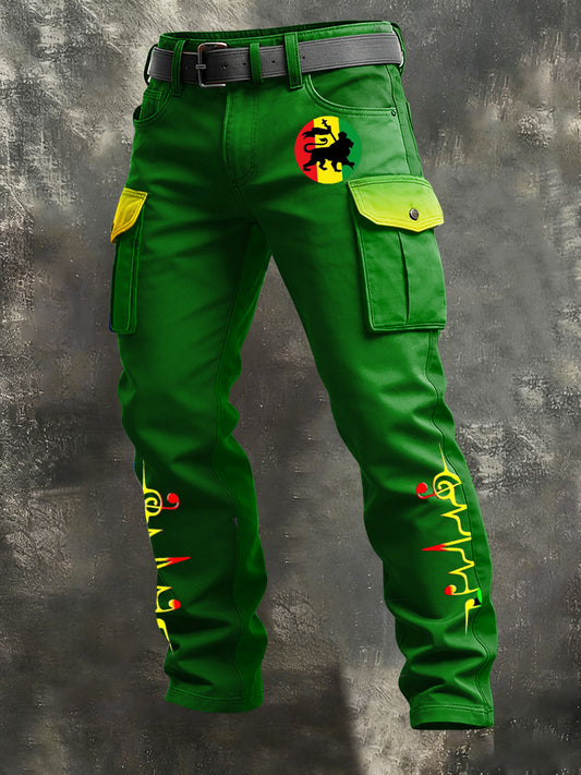 Men's Reggae Print Retro Art Casual Workwear Trousers