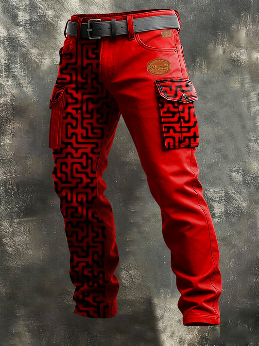 Men's Business-Style Print Retro Art Casual Workwear Trousers