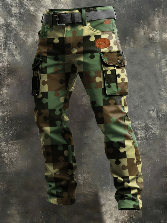 Men's Business-Style Camouflage Print Retro Art Casual Workwear Trousers