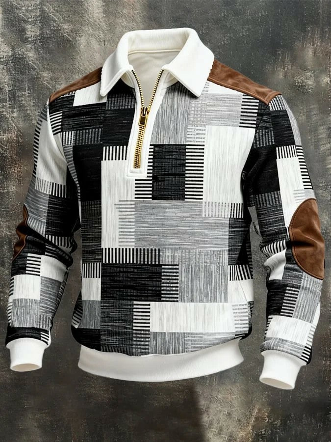 Men's Retro Casual Printed Zipper Sweatshirt