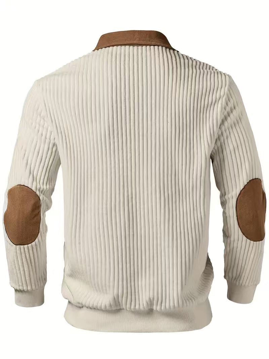 Men's Warm Colorblock Casual Zipper Pullover