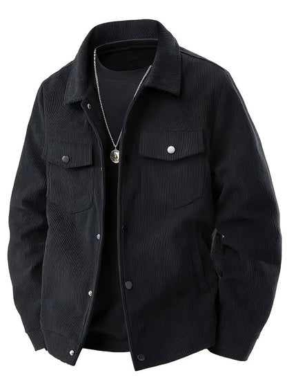 Men's Warm Solid Color Corduroy Casual Jacket