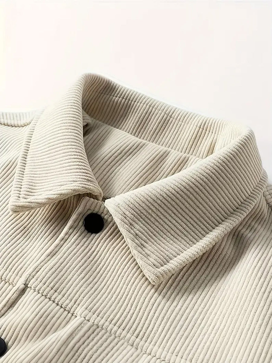 Men's Warm Solid Color Corduroy Casual Jacket