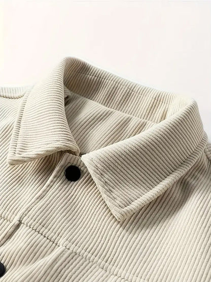 Men's Warm Solid Color Corduroy Casual Jacket