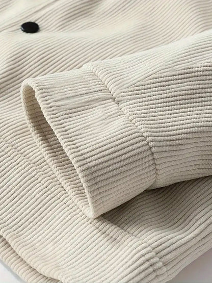 Men's Warm Solid Color Corduroy Casual Jacket