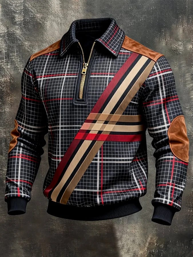 Men's Retro Casual Printed Zipper Sweatshirt