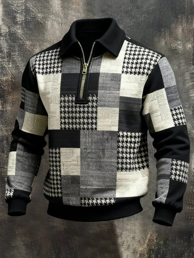 Men's Retro Casual Printed Zipper Sweatshirt