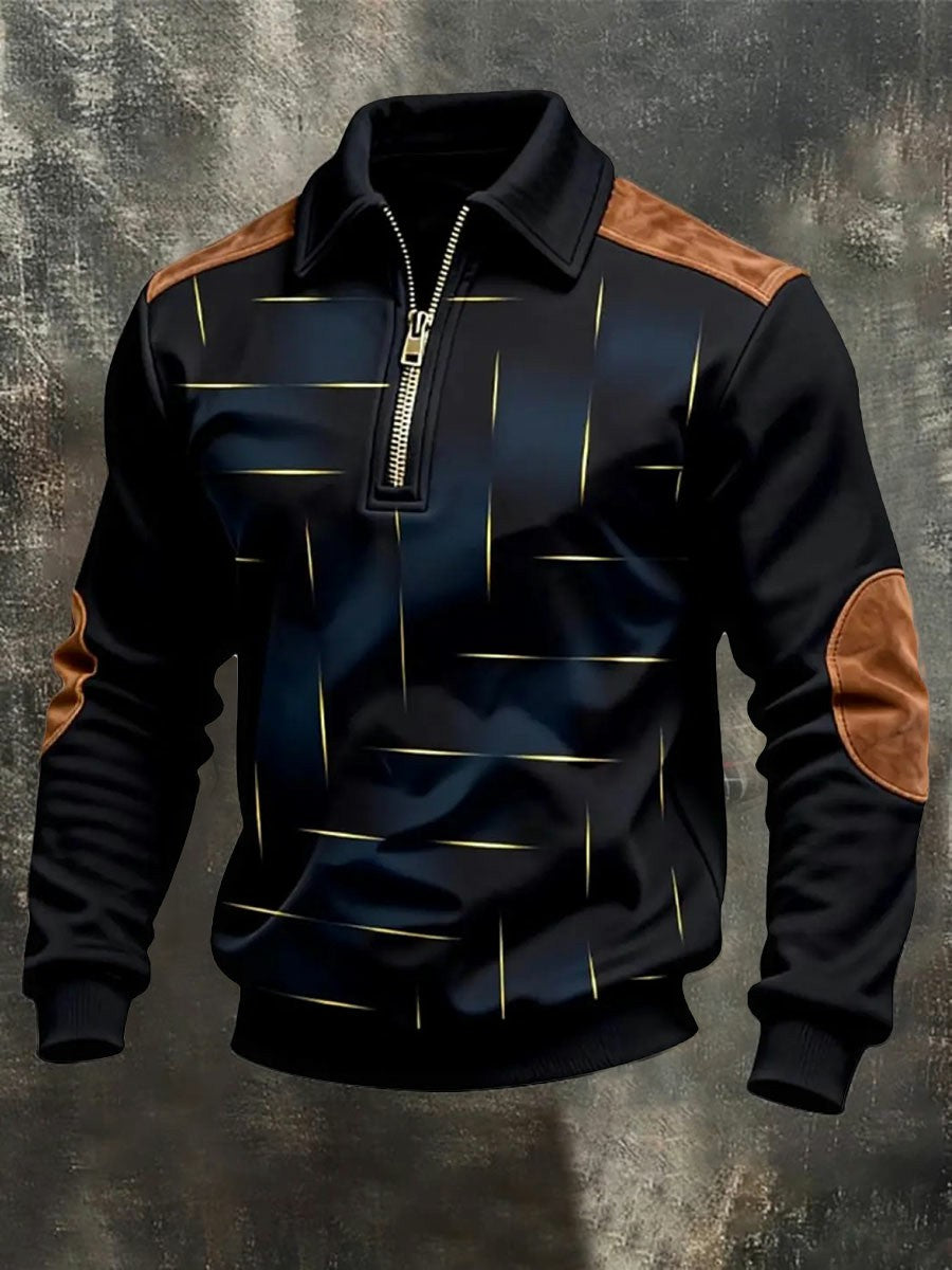 Men's Retro Casual Printed Zipper Sweatshirt