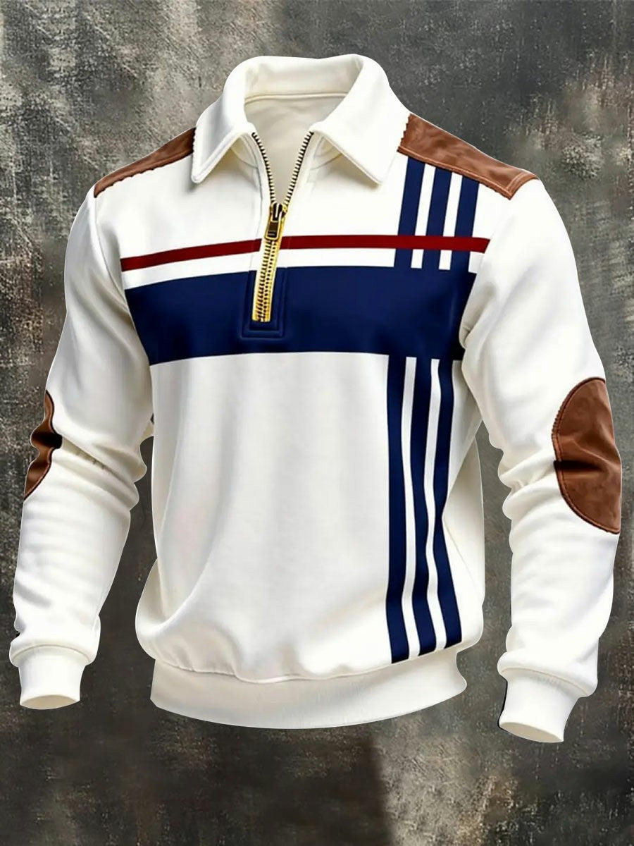 Men's Retro Casual Printed Zipper Sweatshirt