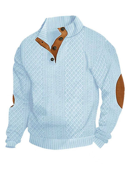 Men's Warm Knit Jacquard Casual Buttons Pullover