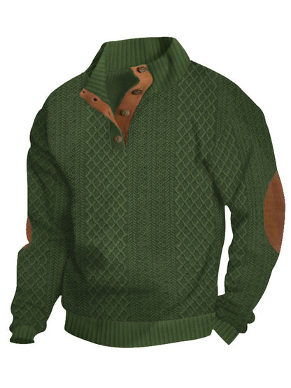 Men's Warm Knit Jacquard Casual Buttons Pullover