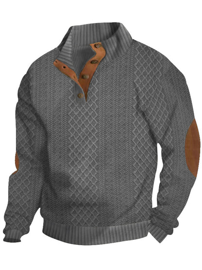 Men's Warm Knit Jacquard Casual Buttons Pullover