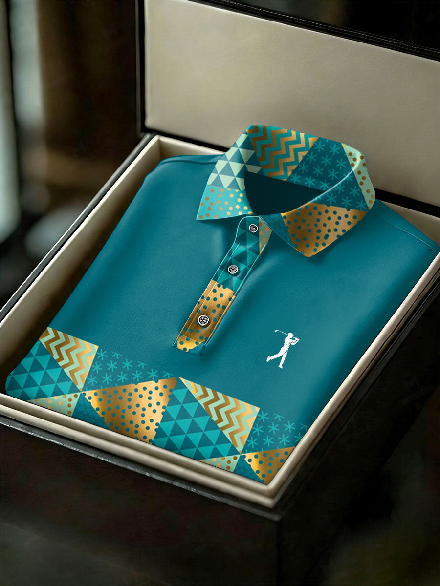 Men's Vintage Business Style Printed Casual Polo Shirt