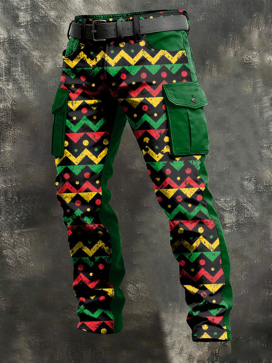 Men's Reggae Print Retro Art Casual Workwear Trousers