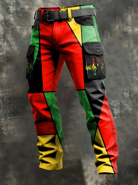 Men's Reggae Print Retro Art Casual Workwear Trousers