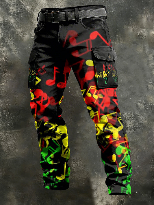 Men's Reggae Print Retro Art Casual Workwear Trousers