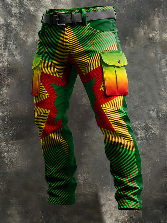 Men's Reggae Print Retro Art Casual Workwear Trousers